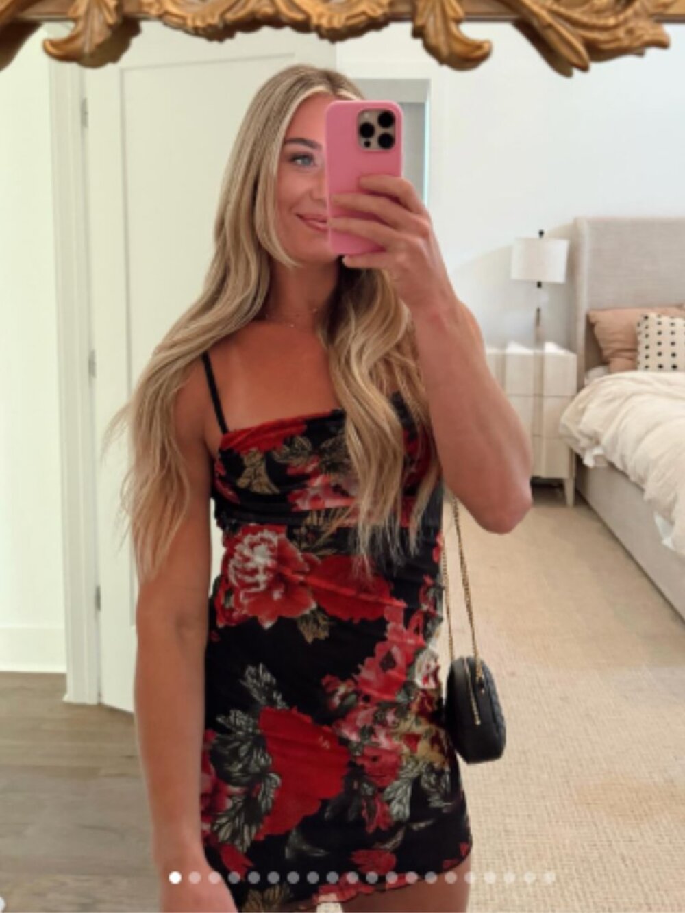 Superdown Marnie Mesh Mini Dress Black Red Floral Size Medium - Picture 3 of 7